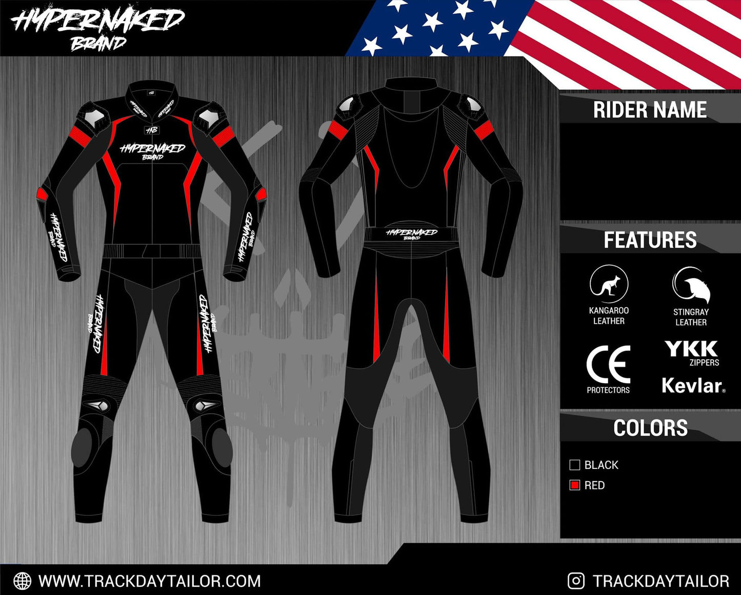 Hypernaked Brand Assailant Two Piece Motorcycle Suit-Custom